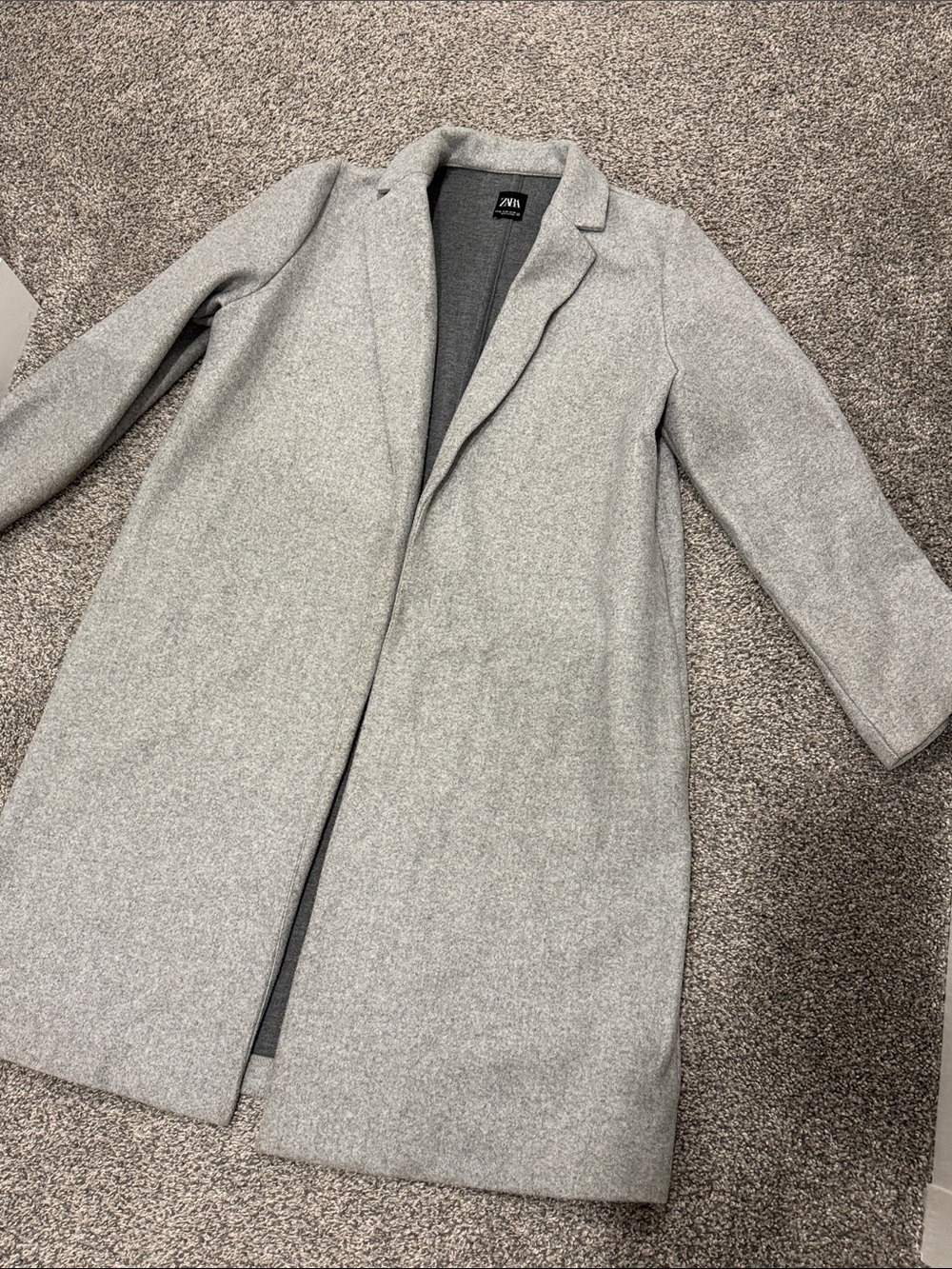 ZARA Long Open Front Duster Coat light Gray Size XLarge - Picture 3 of 6